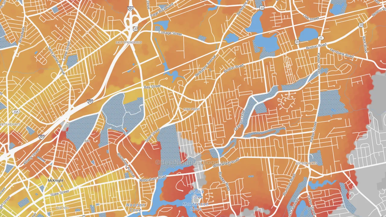 Transit Grade map of Pine Point, Springfield, MA