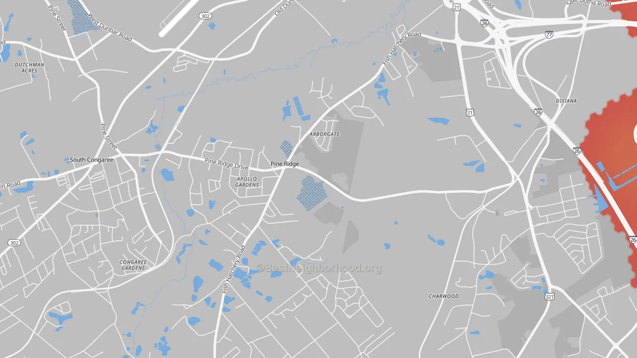 Transit Grade map of Pine Ridge, SC