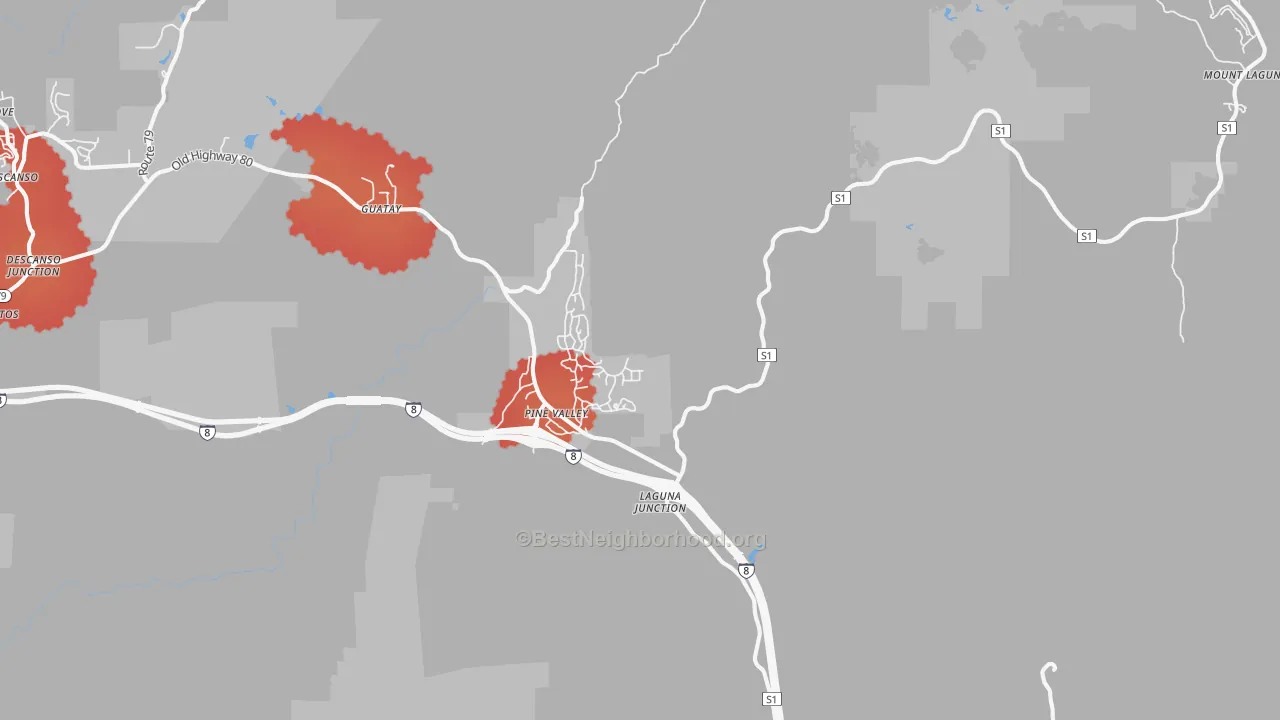Transit Grade map of Pine Valley, CA