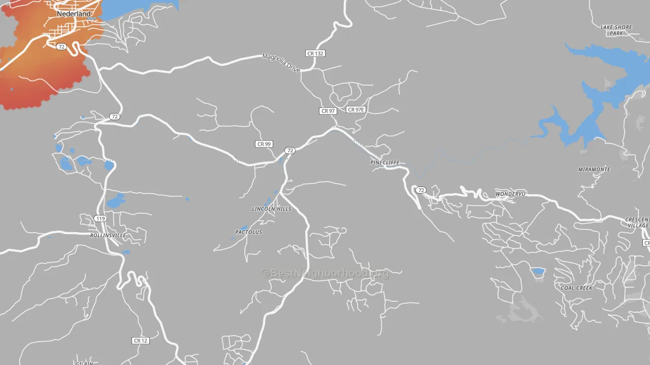Transit Grade map of Pinecliffe, CO
