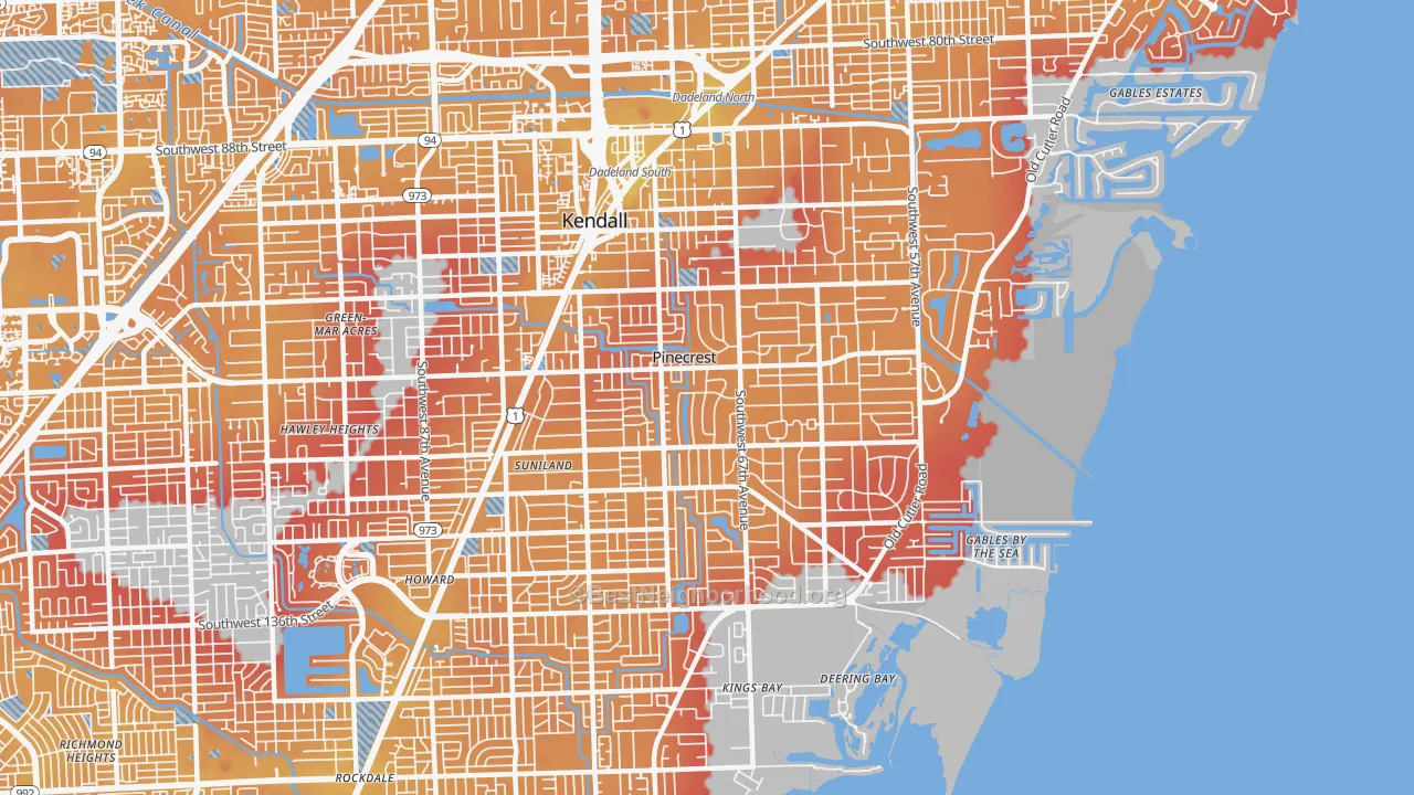 Transit Grade map of Pinecrest, FL