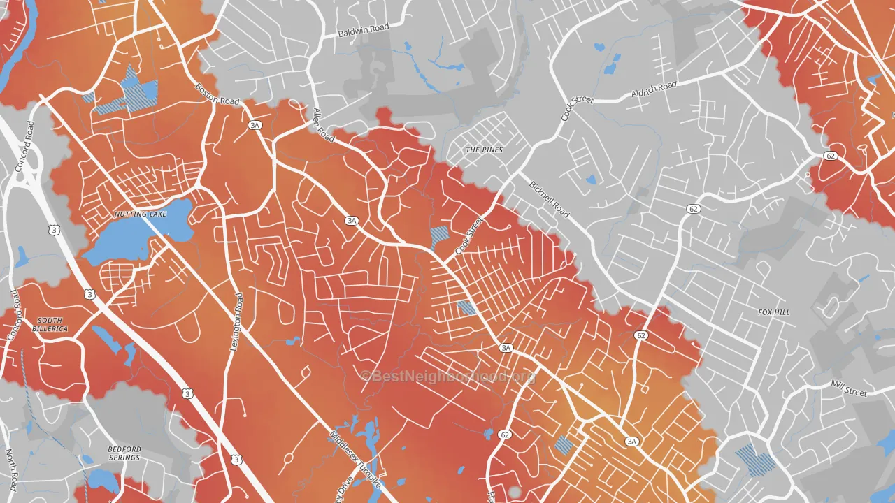 Transit Grade map of Pinehurst, MA