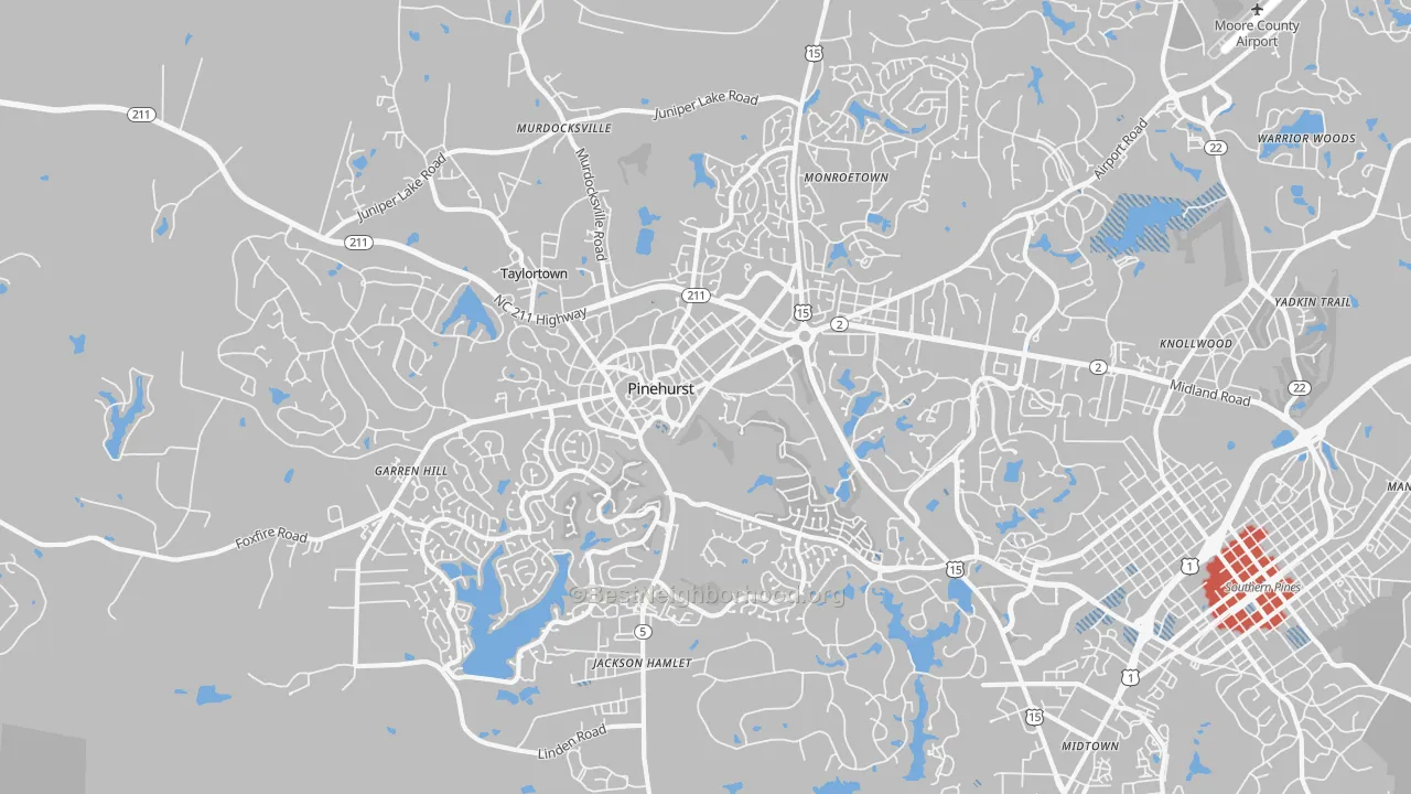 Transit Grade map of Pinehurst, NC