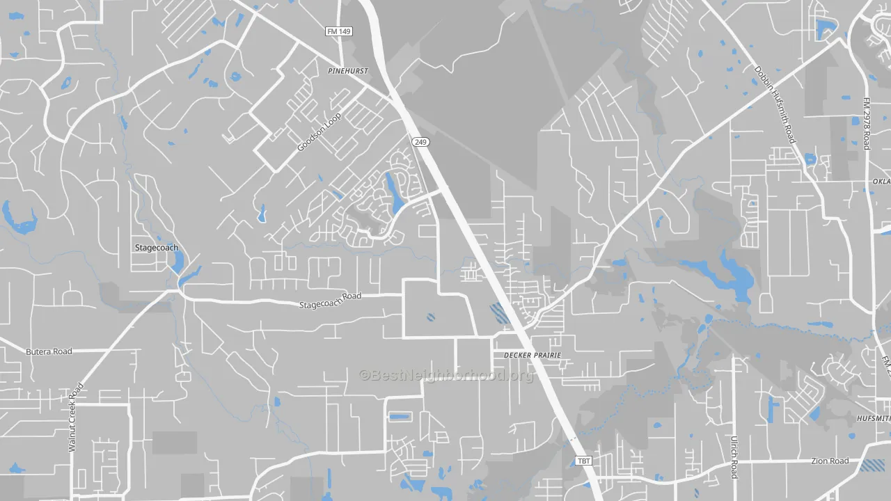 Transit Grade map of Pinehurst, TX