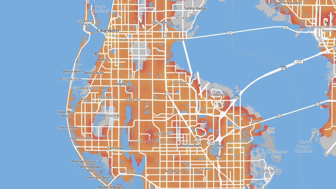 Transit Grade map of Pinellas County, FL