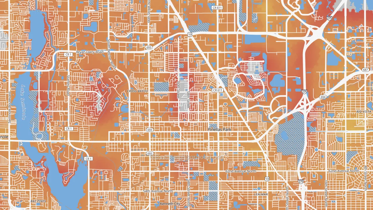 Transit Grade map of Pinellas Park, FL