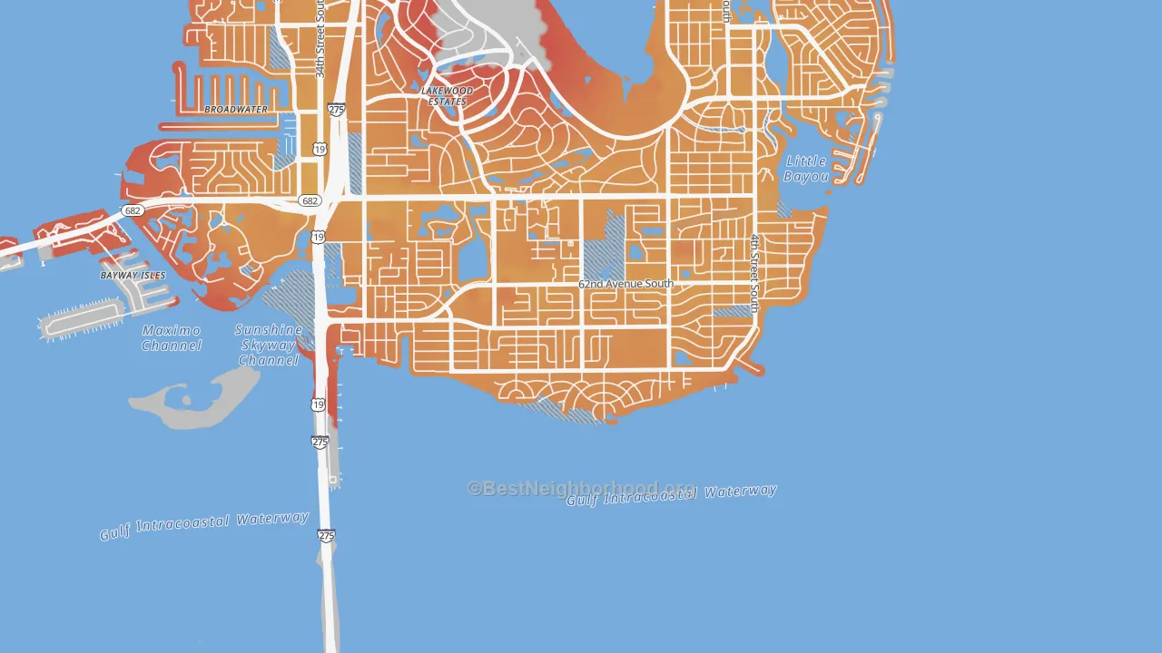 Transit Grade map of Pinellas Point, St. Petersburg, FL