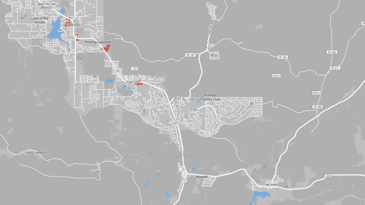 Transit Grade map of Pinetop, AZ