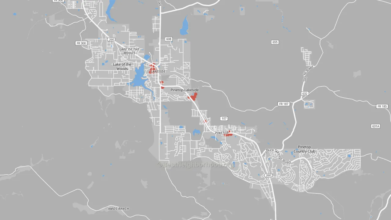 Transit Grade map of Pinetop-Lakeside, AZ