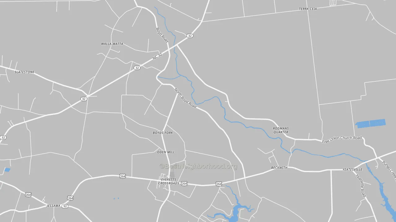 Transit Grade map of Pinetown, NC
