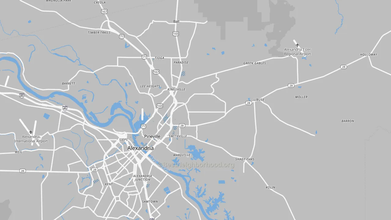 Transit Grade map of Pineville, LA