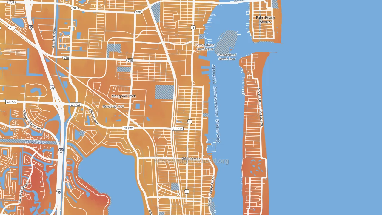 Transit Grade map of Pinewood-West Palm Beach, West Palm Beach, FL