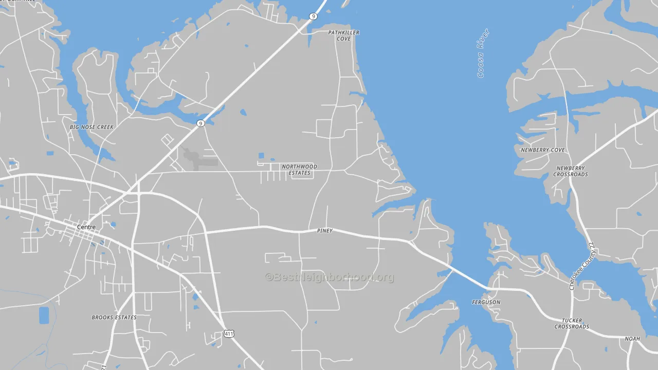 Transit Grade map of Piney, AL