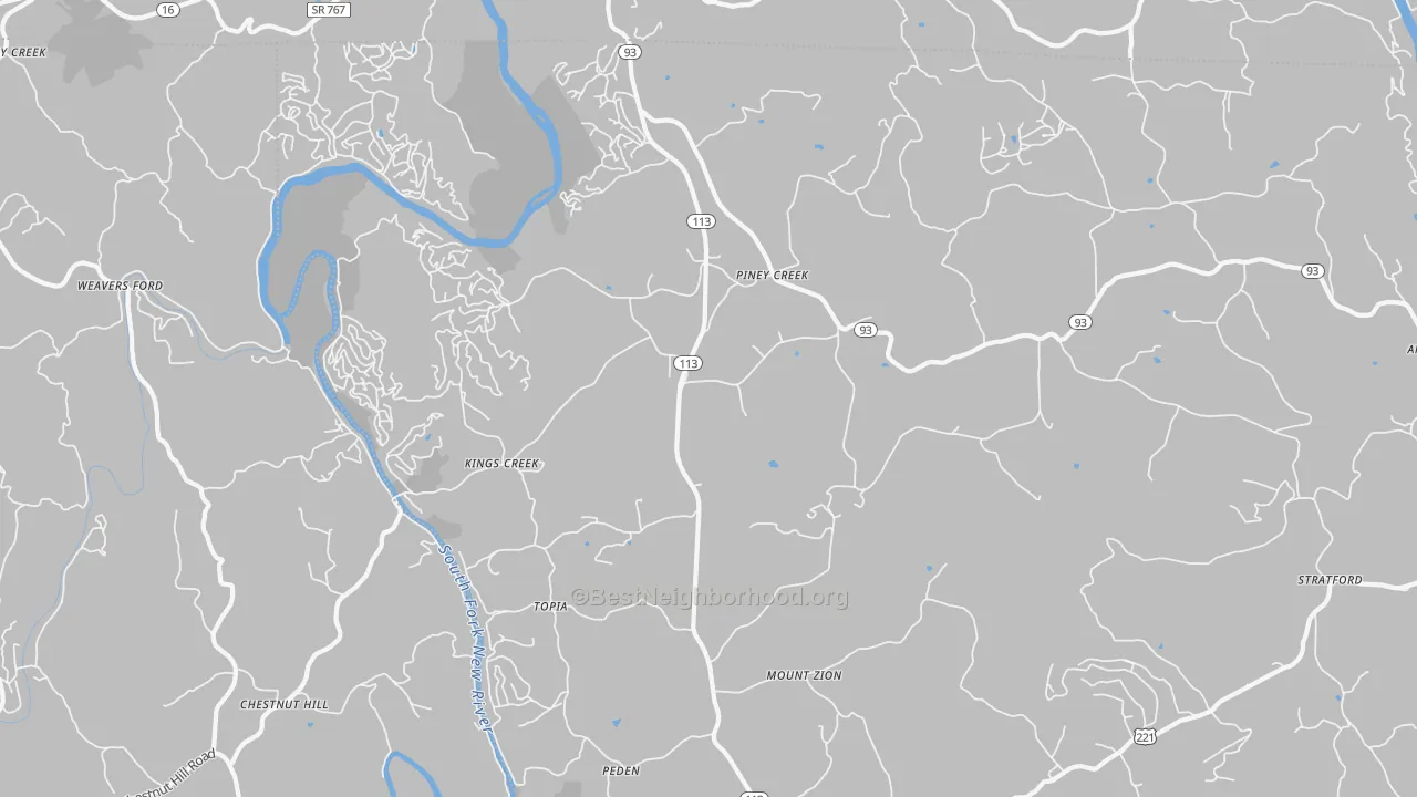 Transit Grade map of Piney Creek, NC