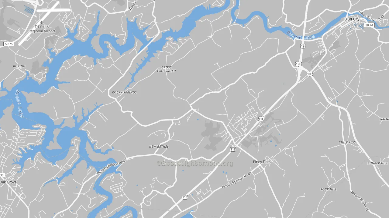 Transit Grade map of Piney Flats, TN