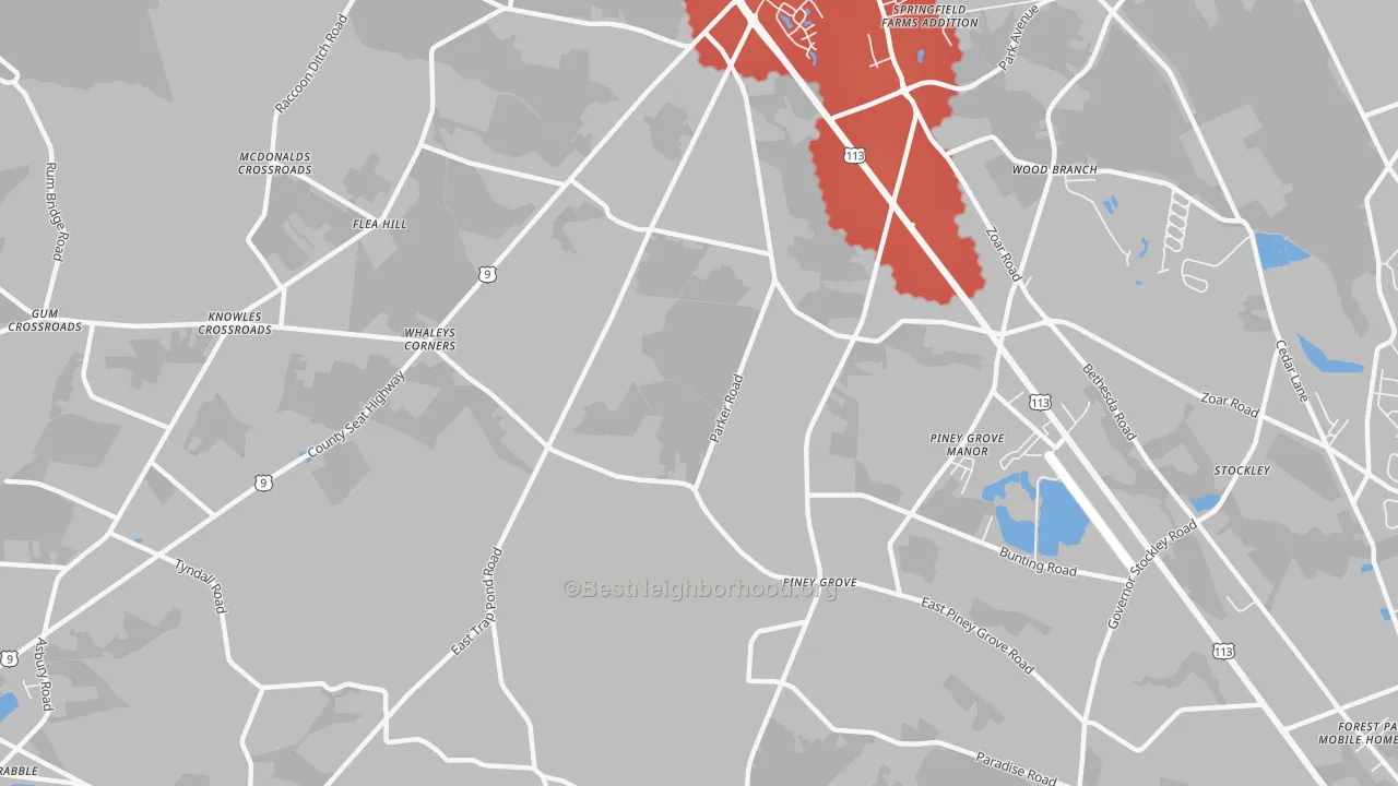 Transit Grade map of Piney Grove, DE