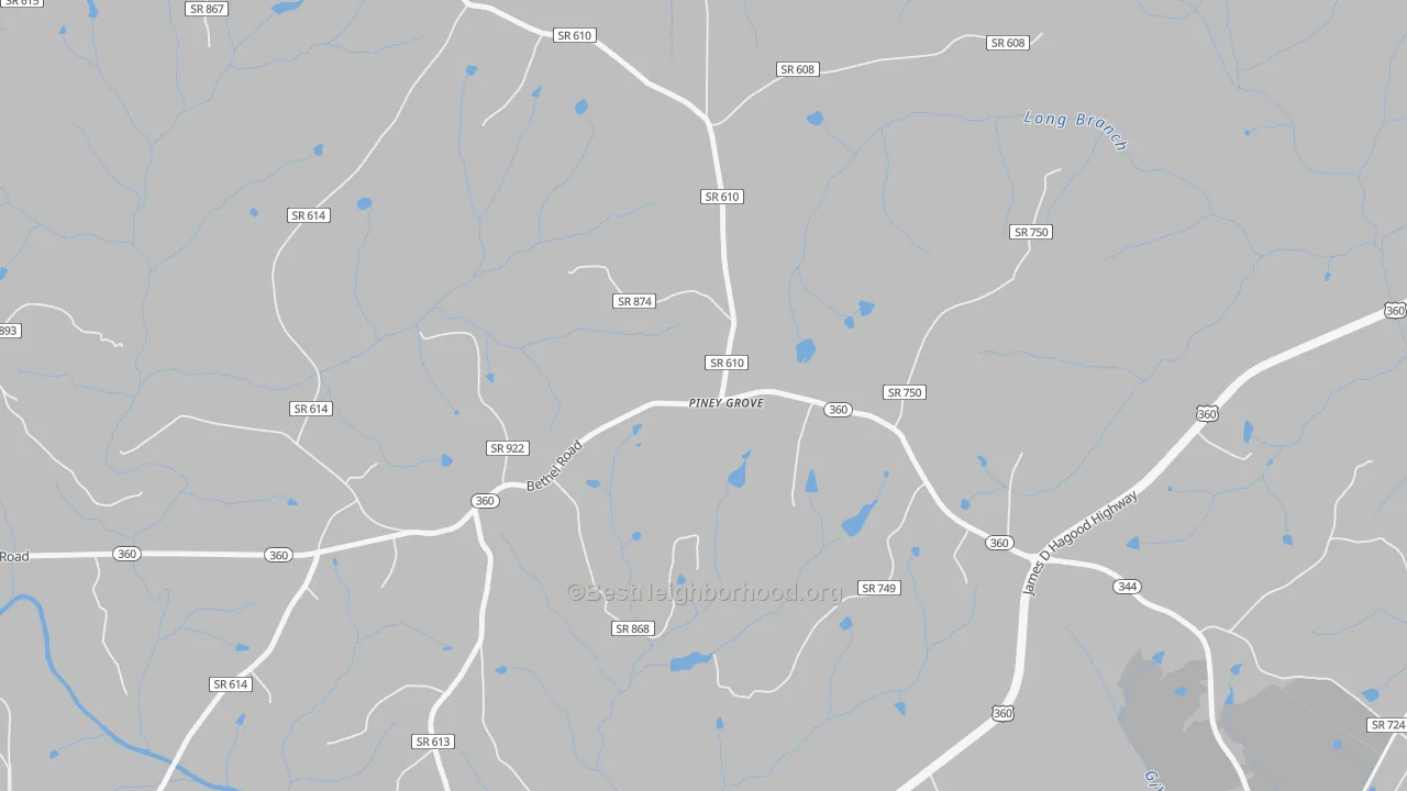 Transit Grade map of Piney Grove, VA