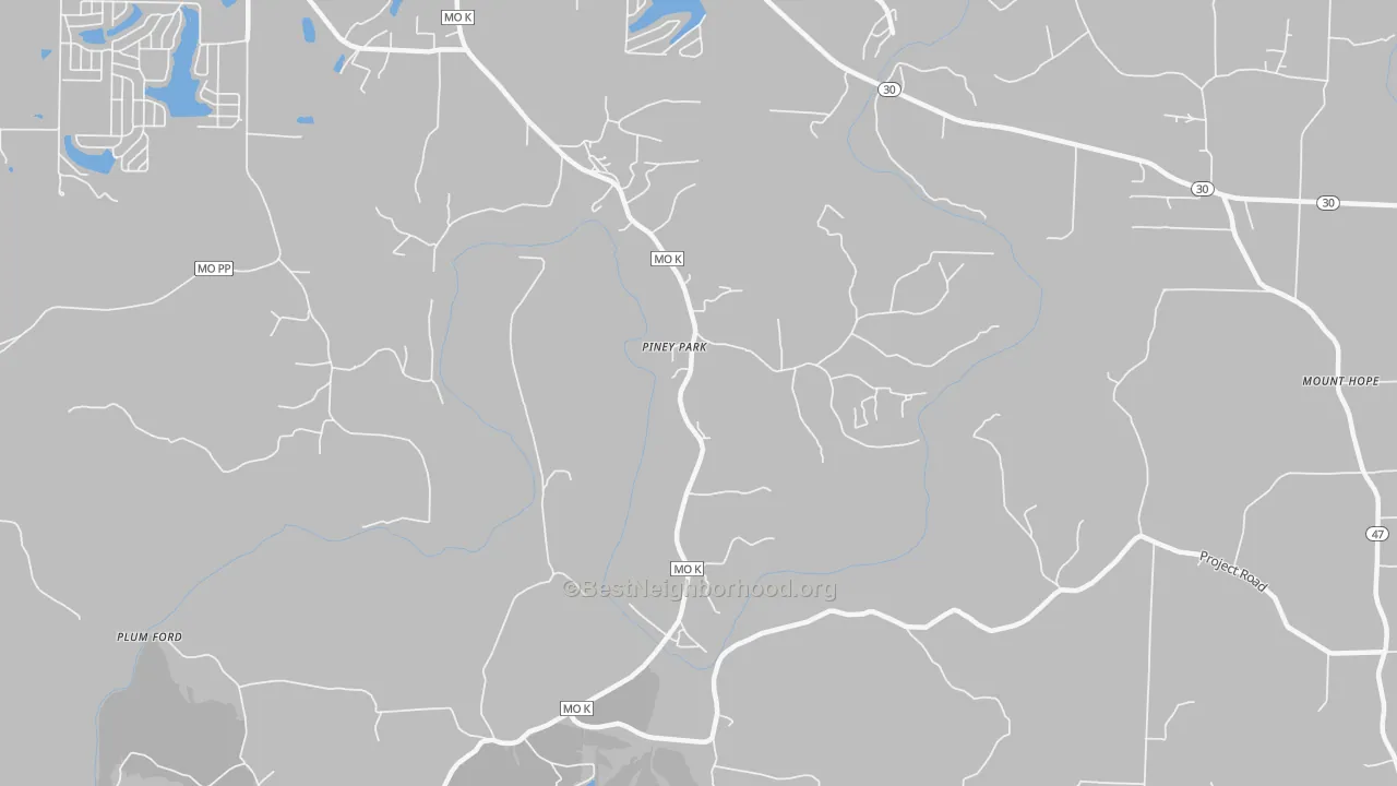 Transit Grade map of Piney Park, MO