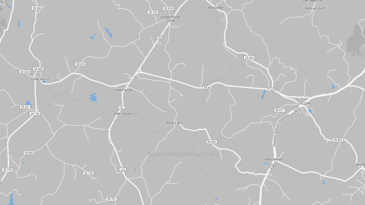 Transit Grade map of Piney River, VA