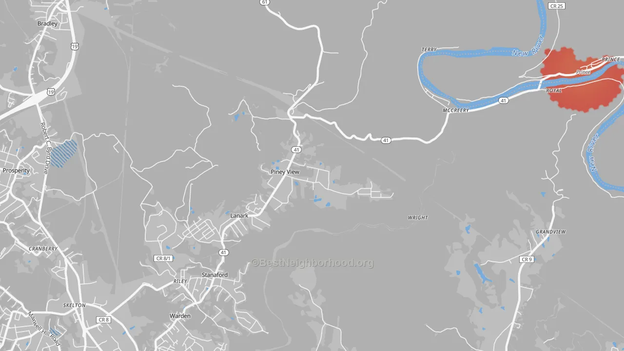 Transit Grade map of Piney View, WV