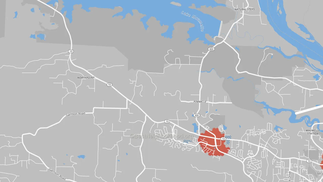 Transit Grade map of Pinnacle, AR
