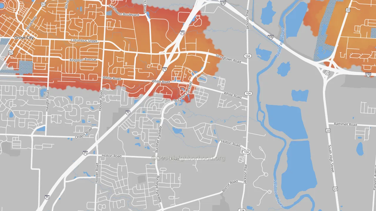 Transit Grade map of Pinnacle Club, Grove City, OH