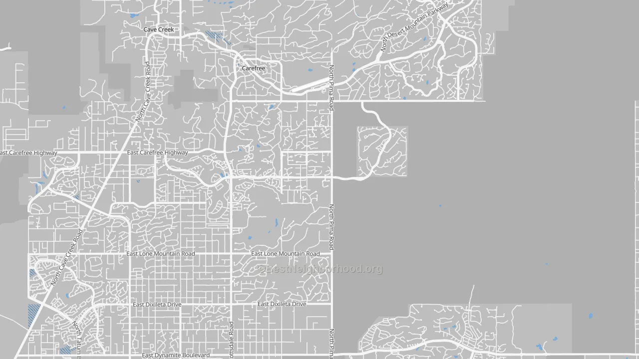 Transit Grade map of Pinnacle Peak, Scottsdale, AZ