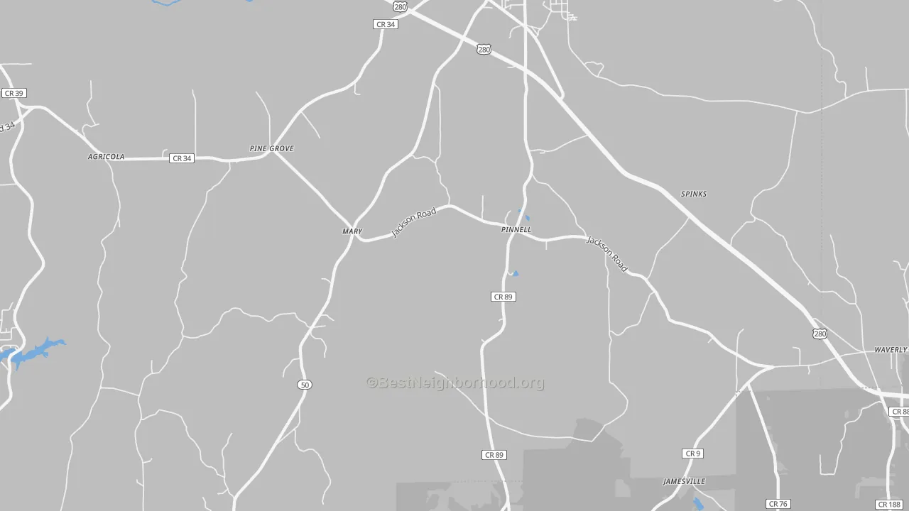 Transit Grade map of Pinnell, AL