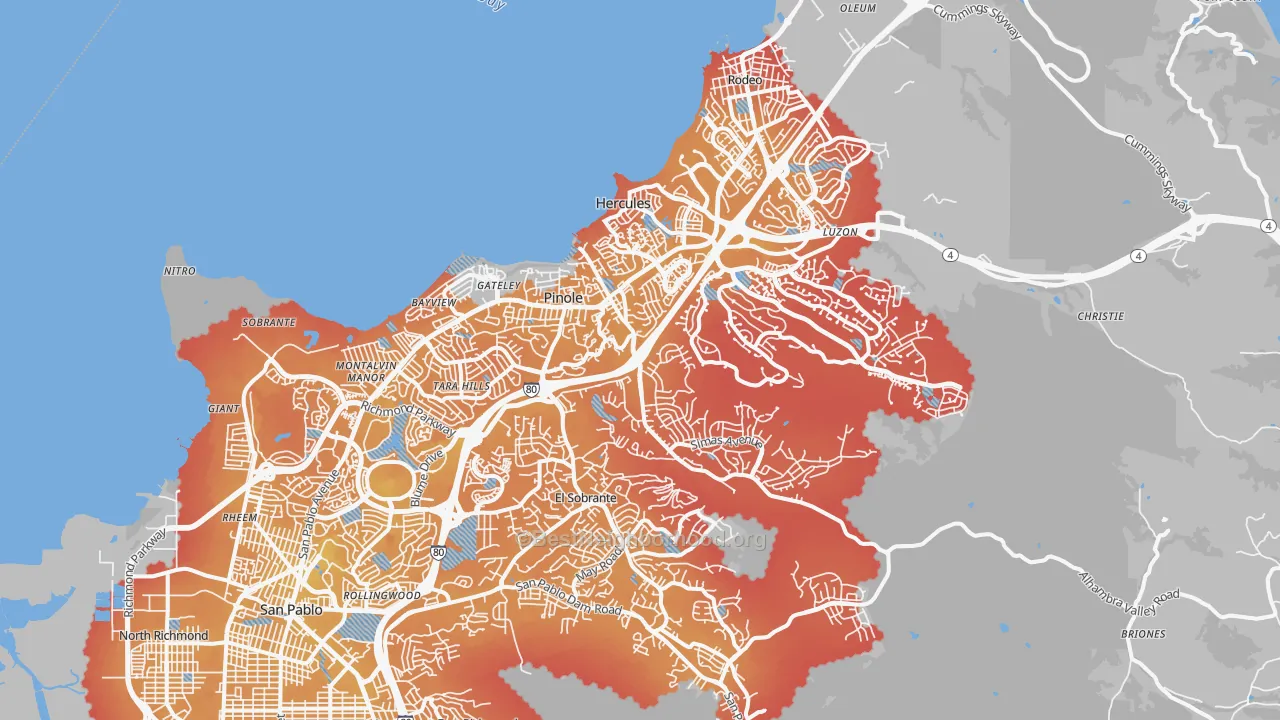 Transit Grade map of Pinole, CA