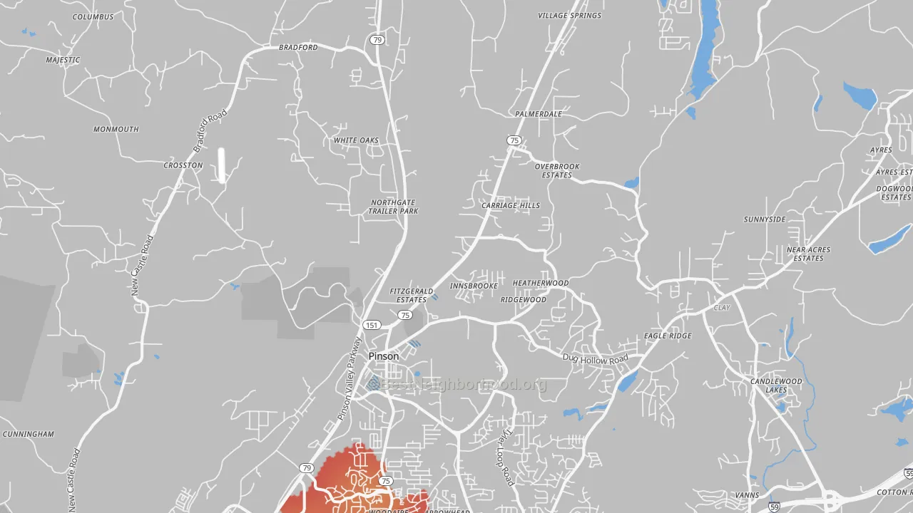 Transit Grade map of Pinson, AL