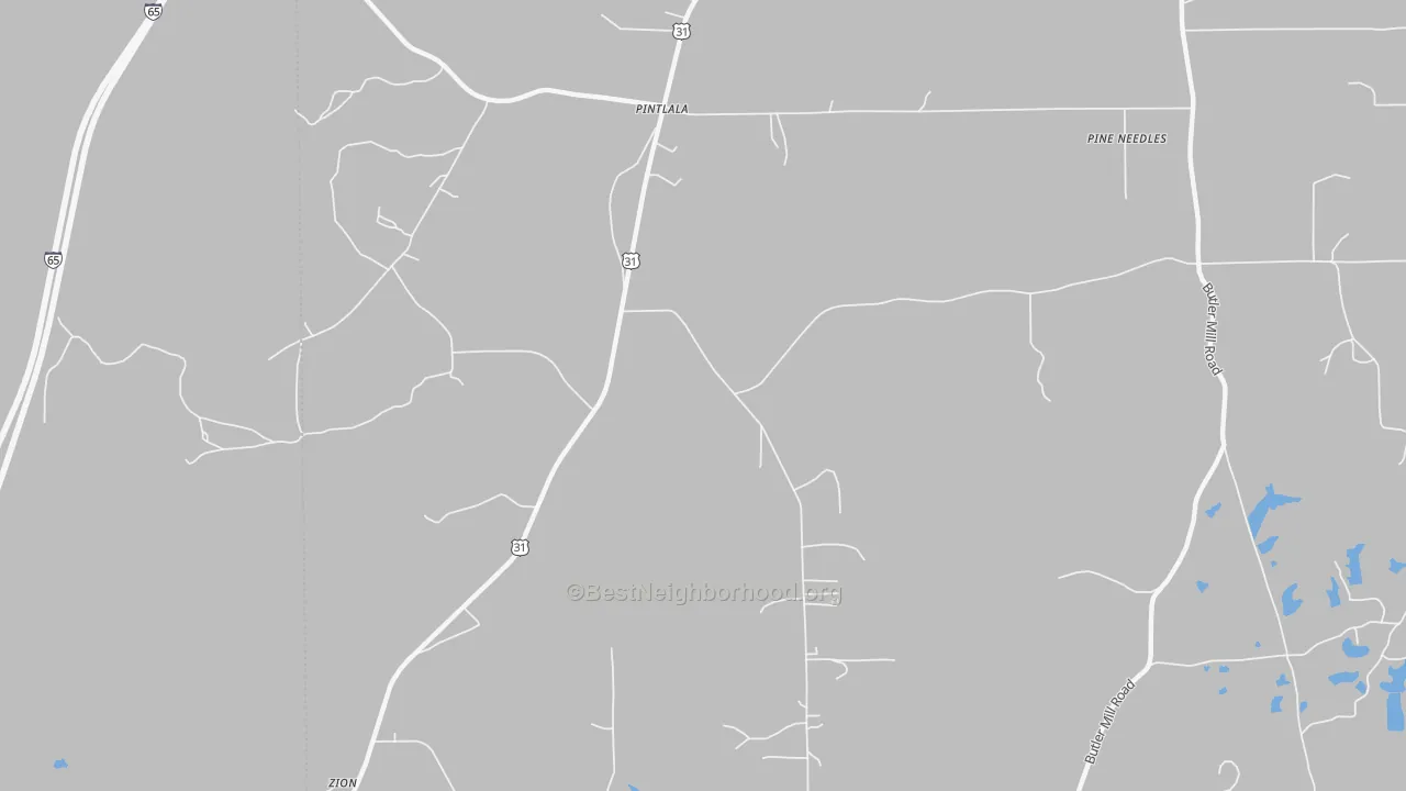 Transit Grade map of Pintlala, AL