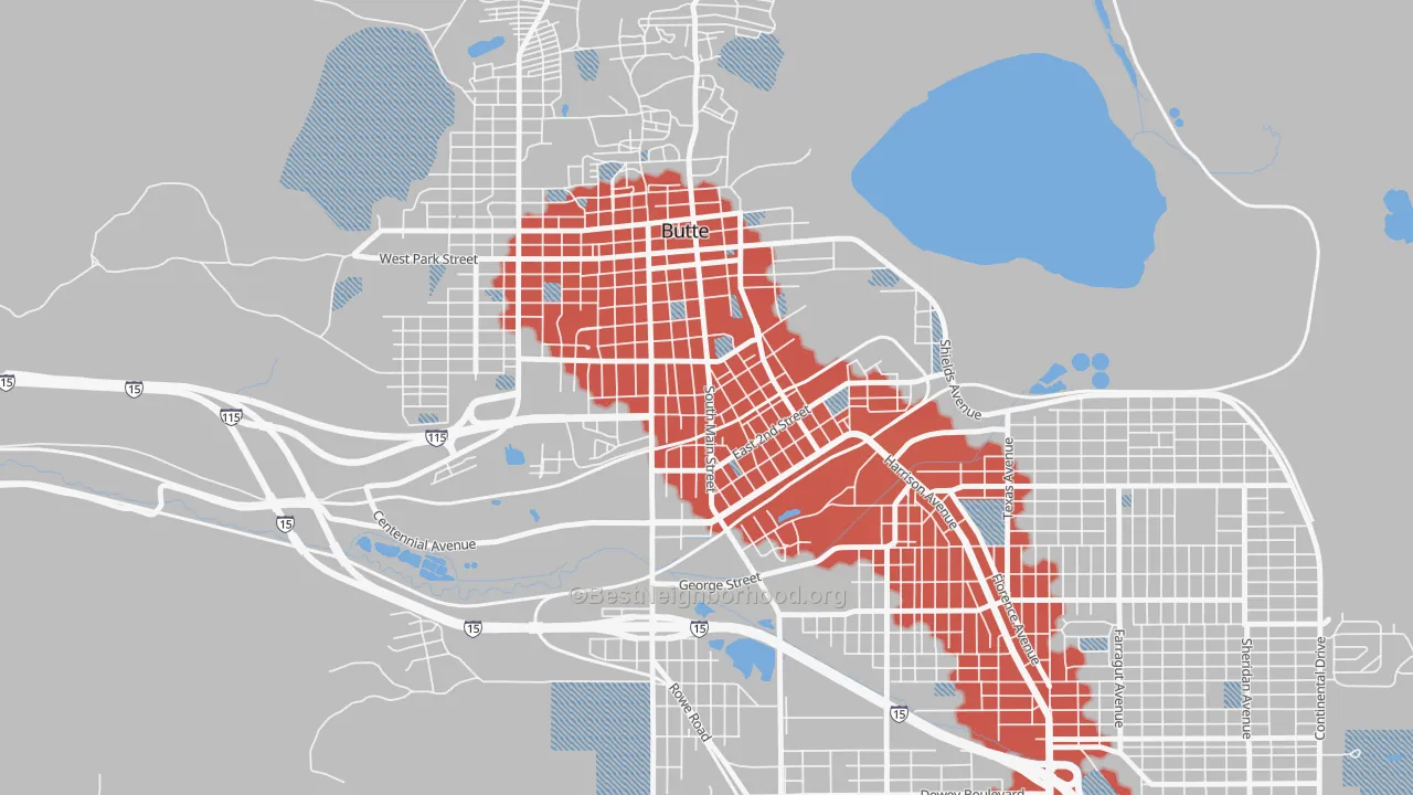 Transit Grade map of Pioneer, Butte, MT