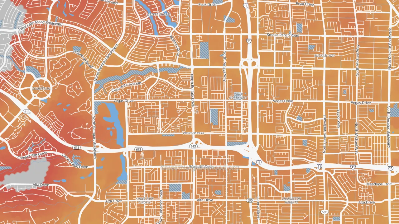 Transit Grade map of Pioneer Park, Las Vegas, NV
