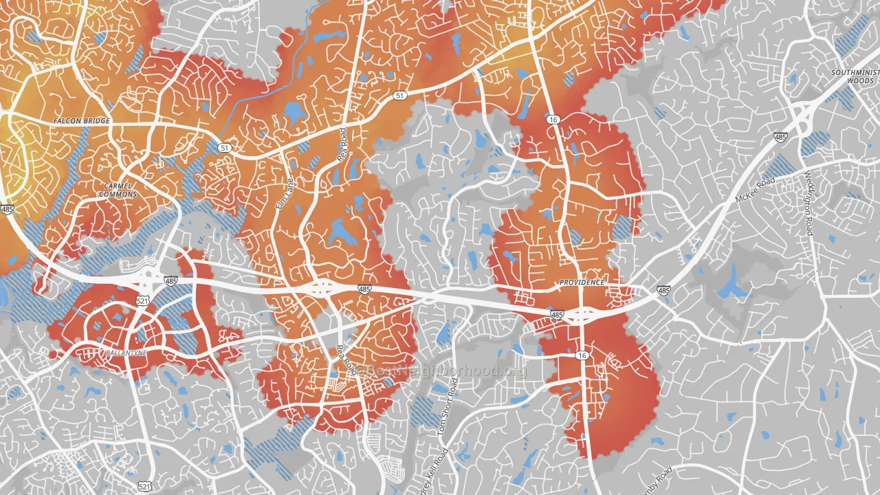 Transit Grade map of Piper Glen Estates, Charlotte, NC