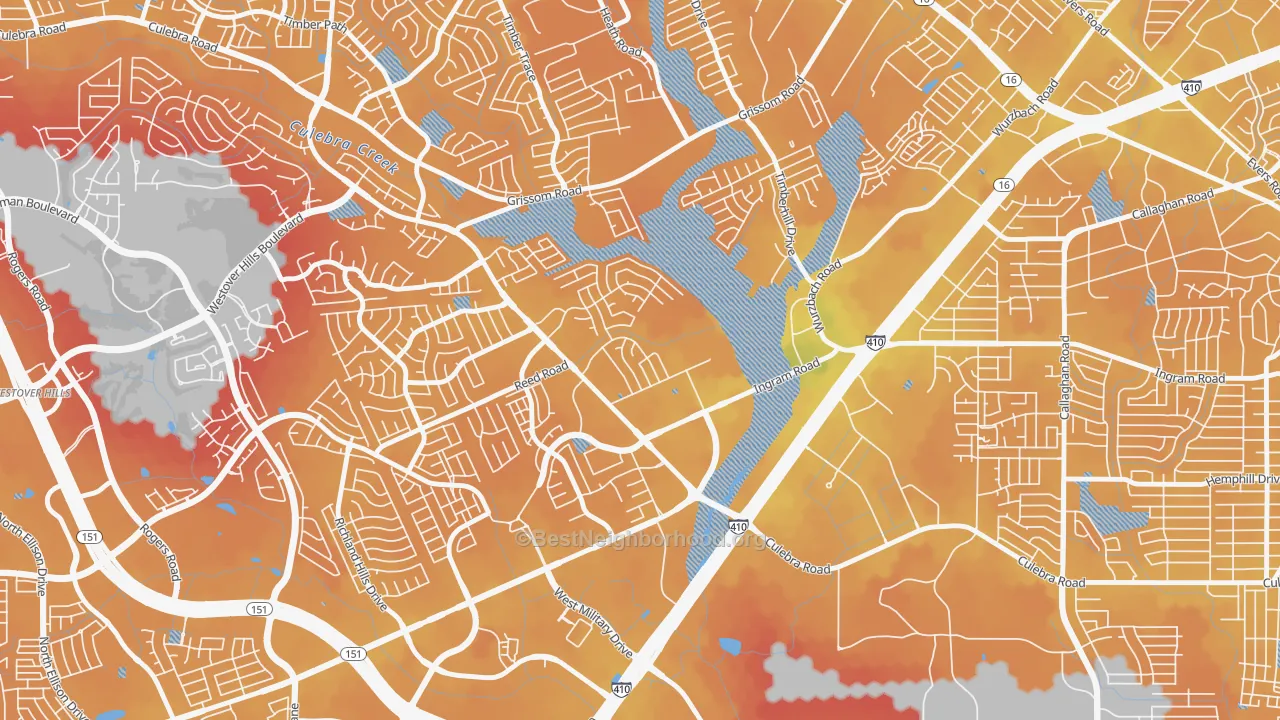 Transit Grade map of Pipers Meadow, San Antonio, TX