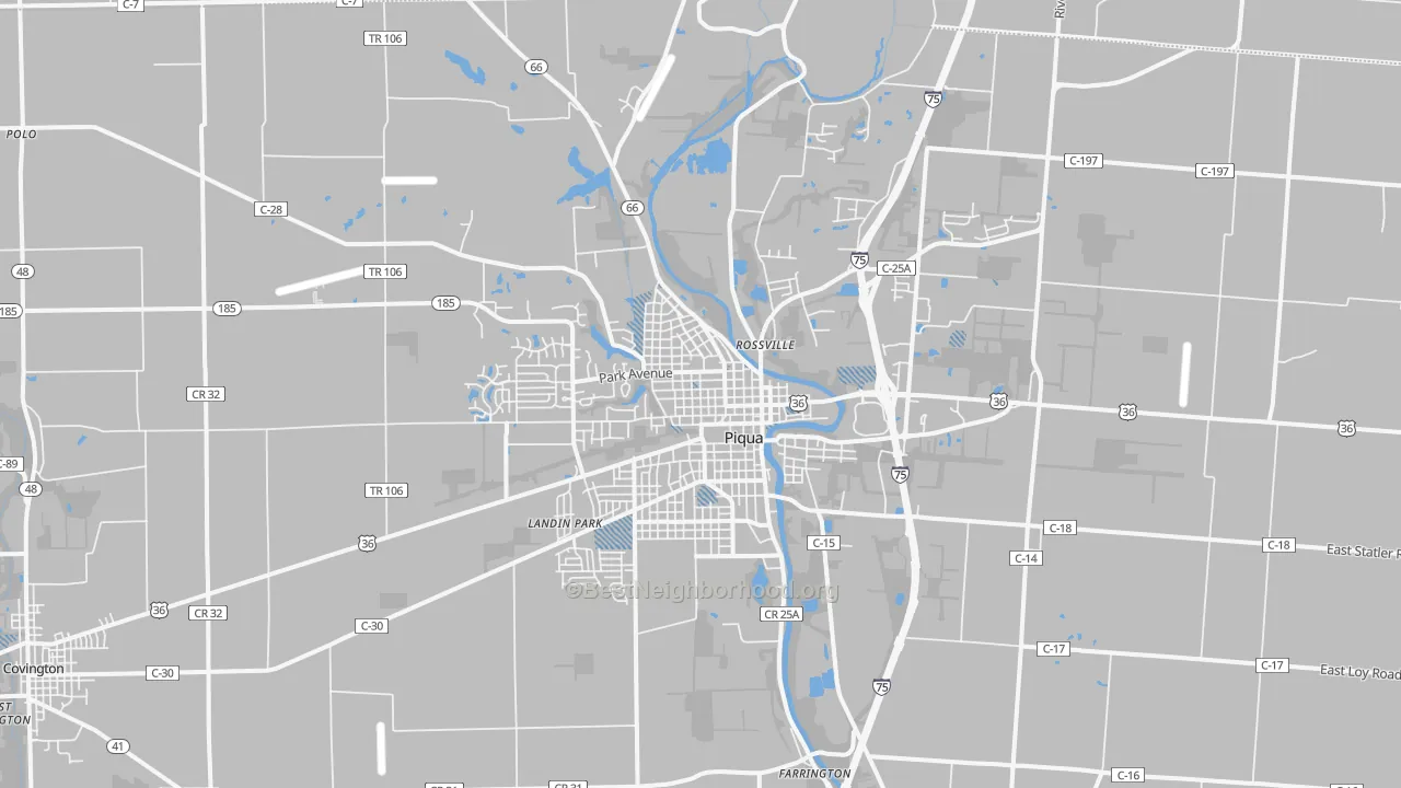 Transit Grade map of Piqua, OH