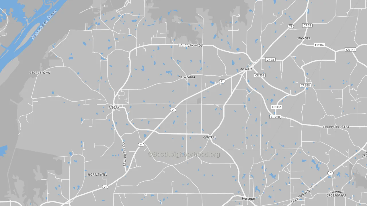 Transit Grade map of Pisgah, AL