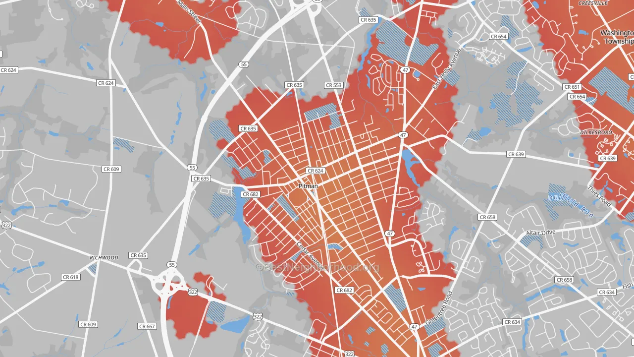 Transit Grade map of Pitman, NJ
