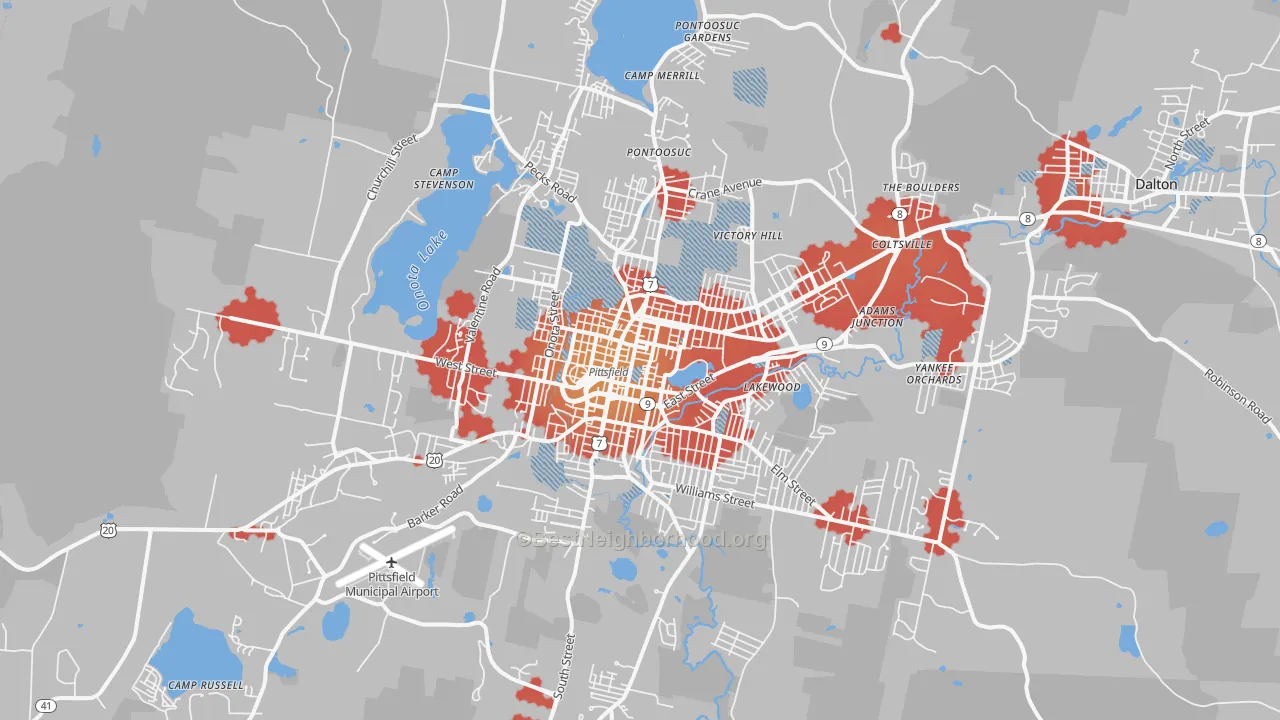 Transit Grade map of Pittsfield, MA