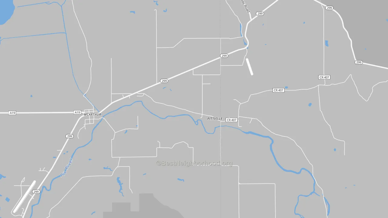 Transit Grade map of Pittville, CA