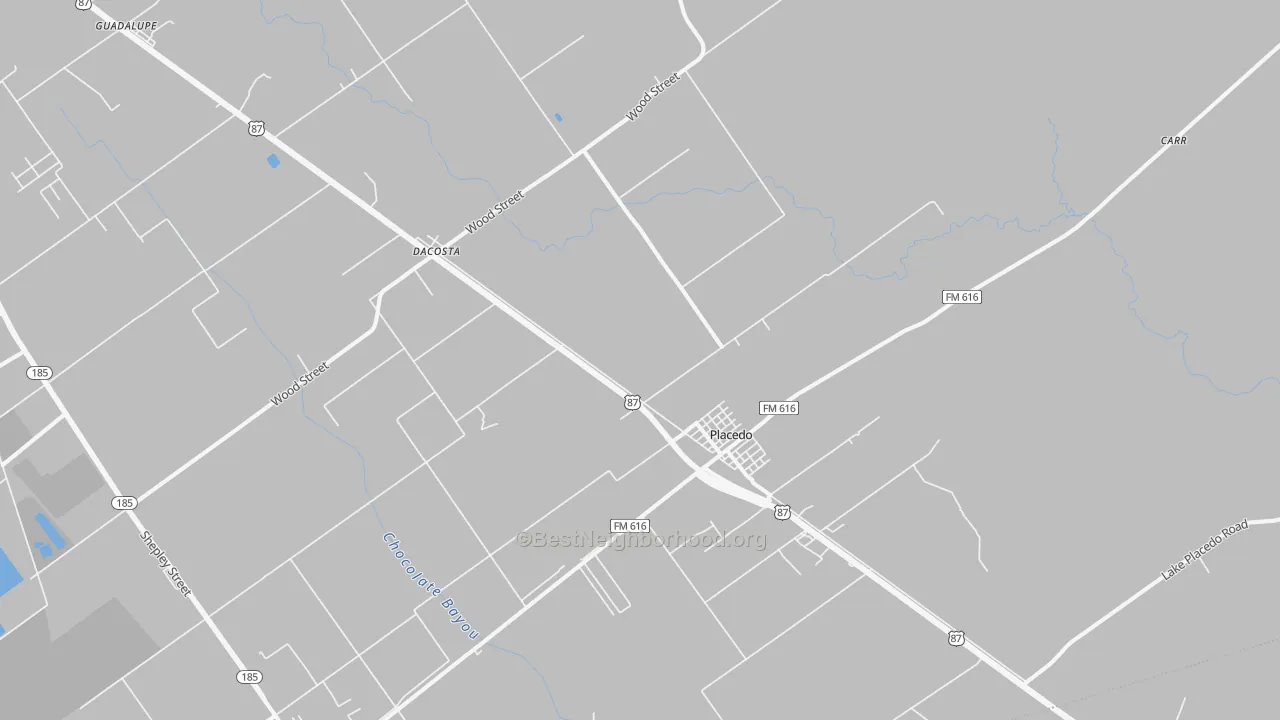 Transit Grade map of Placedo, TX
