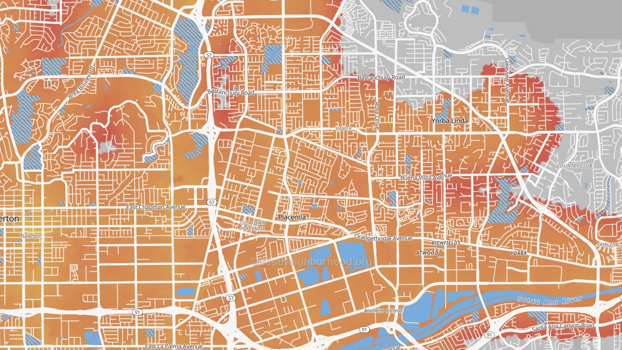 Transit Grade map of Placentia, CA