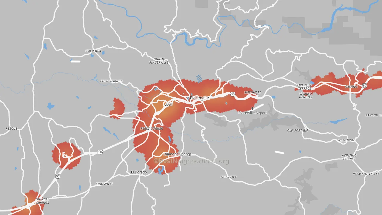 Transit Grade map of Placerville, CA