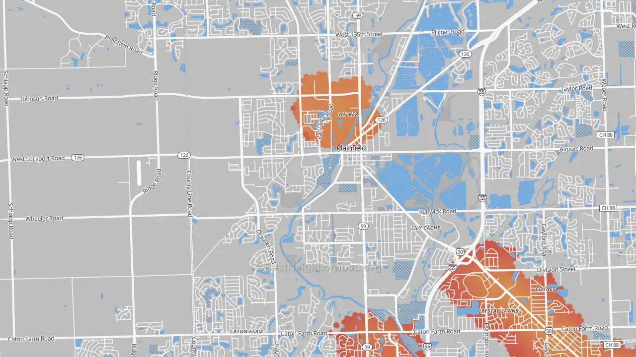 Transit Grade map of Plainfield, IL