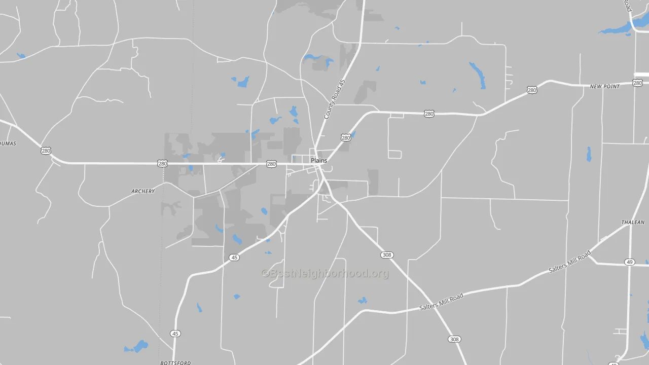 Transit Grade map of Plains, GA