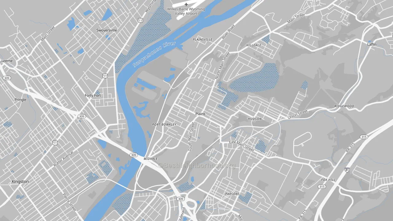 Transit Grade map of Plains, PA