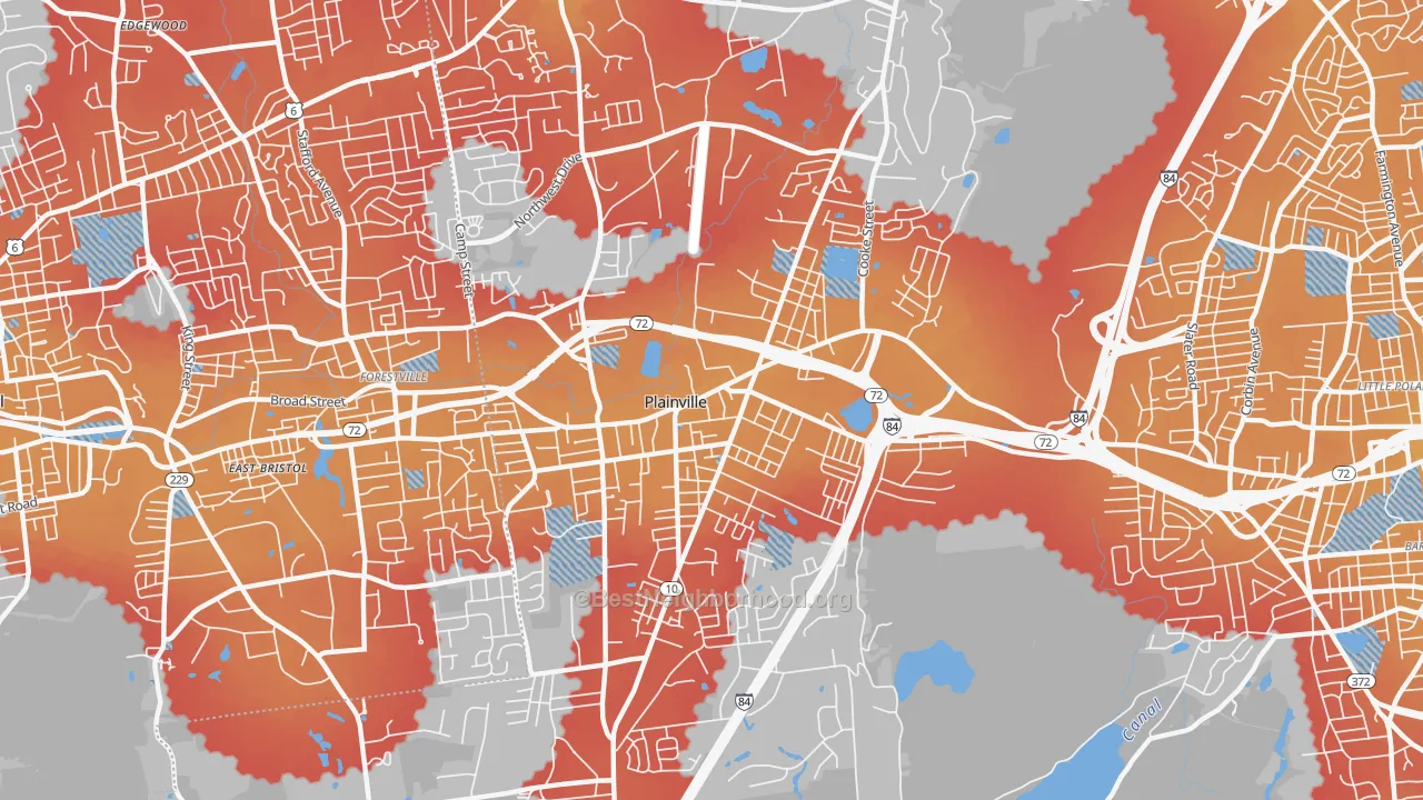 Transit Grade map of Plainville, CT