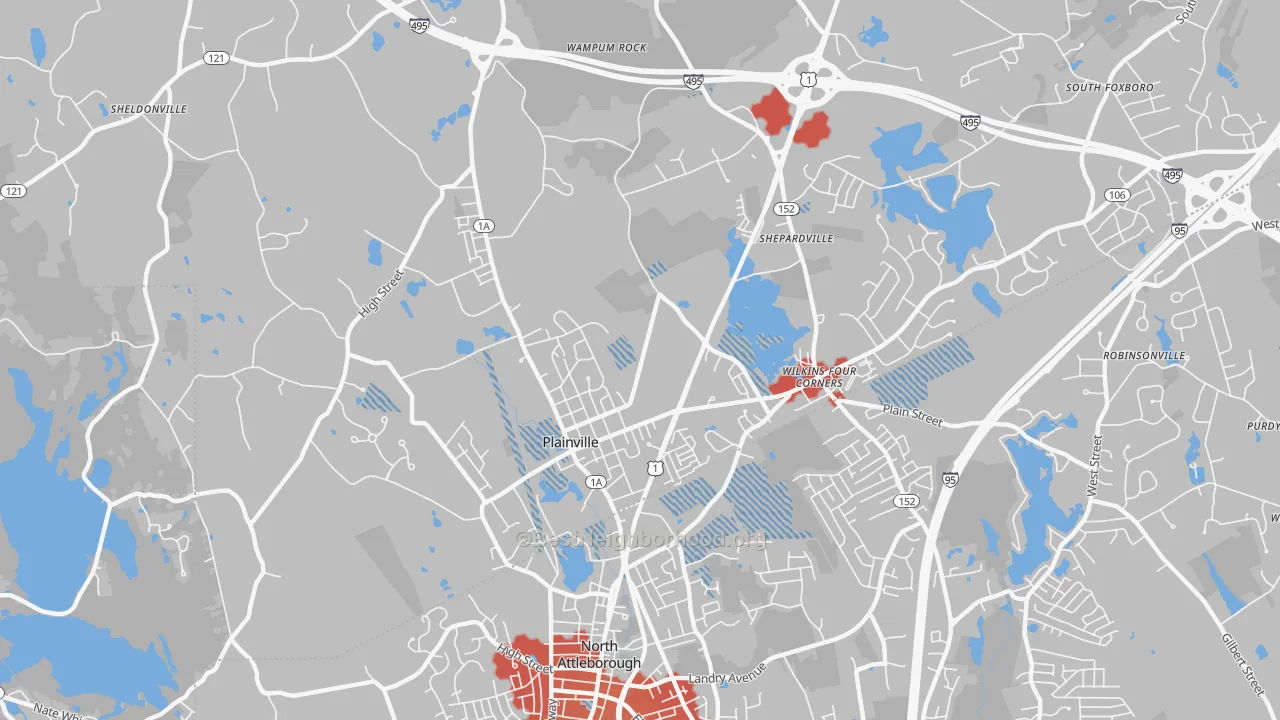 Transit Grade map of Plainville, MA