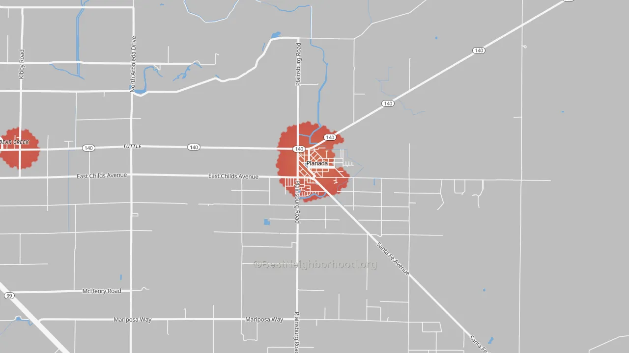 Transit Grade map of Planada, CA