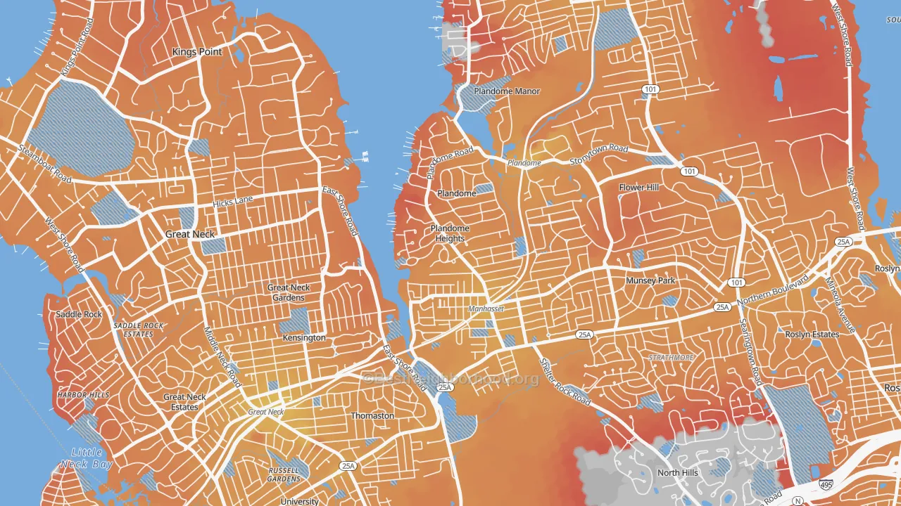Transit Grade map of Plandome Heights, NY